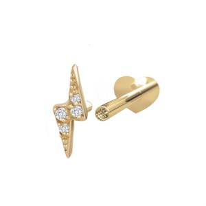 Nordahl Jewellery - PIERCE52 Labret ørestik m. lyn 14kt. guld  314 014BR5